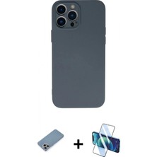 Pileli Store Pilelistore™ iPhone 13 Pro Max Kılıf Ahenk Serisi - Siyah 3D Antistatik Cam Ekran Koruyucu + Shine Kamera Lens Koruma Cam - Gı