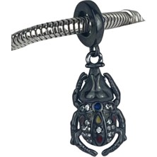 Fubena Siyah Böcek Sallantılı Gümüş Charm