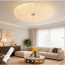Kumandalı 50 cm Plafonyer Ledli Avize Beyaz Kasa