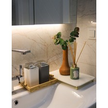 UltraMint Beyaz Mermer Görünümlü Dikdörtgen Banyo Düzenleyici 30X20 cm