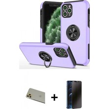 Pileli Store Pilelistore™ iPhone 11 Pro Max Kılıf Odak Form Prime - Siyah 3D Antistatik Hayalet Cam Ekran Koruyucu + Rainbow Kamera Lens Koruma Cam - Gd