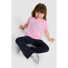 U.S. Polo Assn. Kız Çocuk Bisiklet Yaka Pembe Basic Tişört 50325631-VR041