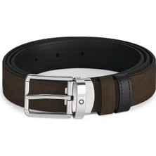 Montblanc Everyday Kahverengi - Siyah 30 mm Çift Taraflı Deri Kemer 221006