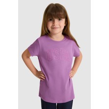 U.S. Polo Assn. Kız Çocuk Bisiklet Yaka Menekşe Basic Tişört 50325631-VR037