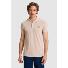 U.S. Polo Assn. Erkek Slim Fit Polo Yaka Taş Basic Tişört 50322347-VR049