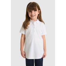 U.S. Polo Assn. Kız Çocuk Polo Yaka Beyaz Basic Tişört 50328218-VR013