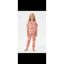 Kelebek ve Çiçek Desenli Pijama Takımı Kız Çocuk