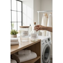 UltraMint Oval Ahşap Kapaklı Çizgili Deterjan ve Yumuşatıcı Şişesi 2200ML