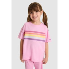 U.S. Polo Assn. Kız Çocuk Bisiklet Yaka Pembe Tişört 50325698-VR041