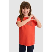 U.S. Polo Assn. Kız Çocuk Kırmızı Fit Bisiklet Yaka Basic Tişört 50325631-VR213