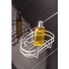 UltraMint Şık Beyaz Banyo Rafı, Paslanmaz Çelik, 24X8X15 cm