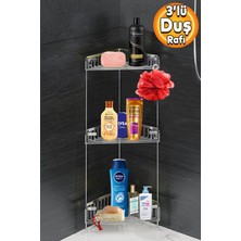 UltraMint Üçgen Krom Banyo Duş Rafı, 3 Katlı Mutfak Organizer, Şampuanlık Düzenleyici