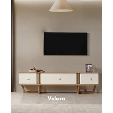 Velura Home & Living Kolezyum Tv Ünitesi - Krem ve Naturel (Sadece Alt Blok)