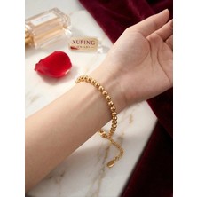 Xuping Premium 14K Altın Kaplama Minimalist Top Zincir Dorika Kadın Bileklik