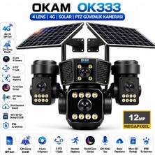O-kam Okam OK333 4 Lensli Çift Solar 4g Ptz Güvenlik Kamerası