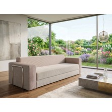 Dechome 236X80 cm Yatak Olabilen Sünger Kanepe | Fitilli Kadife Kumaş, 22 Dns Orijinal Sünger, 5 Metal Destekli