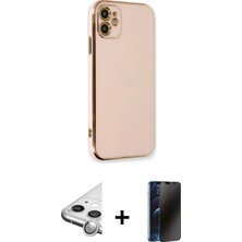 Pileli Store Pilelistore™ iPhone 11 Kılıf Yankı Serisi - Siyah 3D Antistatik Hayalet Cam Ekran Koruyucu + Raze Metal Kamera Lens - Gs