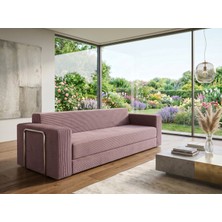Dechome 236X80 cm Yatak Olabilen Sünger Kanepe | Fitilli Kadife Kumaş, 22 Dns Orijinal Sünger, 5 Metal Destekli