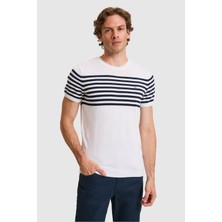 U.S. Polo Assn. Erkek Slim Fit Bisiklet Yaka Beyaz Triko Tişört 50325115-VR013