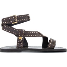 Janet&janet Kadın Suni Deri Kahverengi Düz Sandalet 1215 J850 Bn Sndlt Y26 Dark Brown