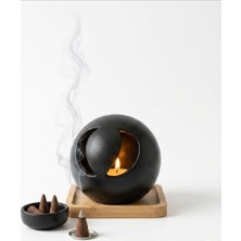 Newme El Yapımı Seramik Tütsülük & Tealight Mumluk Seti Modern Tasarım | Dekoratif Seramik | Tütsü ve Mum Hediyeli