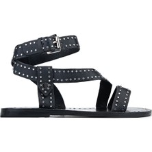 Janet&janet Kadın Suni Deri Siyah Düz Sandalet 1215 J850 Bn Sndlt Y26 Black