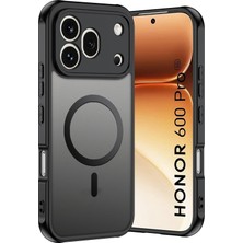 M.TK Moveteck Honor 600 Pro 5g Uyumlu Kılıf Kamera Çevresi Korumalı Mat Siyah Magsafe Şarj Destekli Kapak