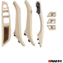 Ramm Bmw 5 Serisi F10 2010-2016 Kapı Kolu Kaplaması + Cam Açma Düğmesi Seti - Bej