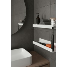 UltraMint Akrilik Beyaz Raf, Banyo Düzenleyici, Hayalet Organizer 25X10 cm