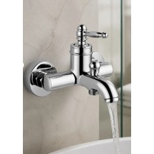 İsaoğlu Yapı Gümüş Krom Rustik Banyo Bataryası Retro Duş Armatürü Pirinç Paslanmaz Silver Krom Batarya