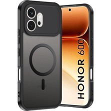 M.TK Moveteck Honor 600 5g Uyumlu Kılıf Kamera Çevresi Korumalı Mat Siyah Magsafe Şarj Destekli Kapak