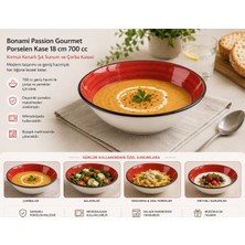 Bonnami Bonami Passion Gourmet Porselen Kase 18 cm 700 cc - Kırmızı Kenarlı Şık Sunum ve Çorba Kasesi