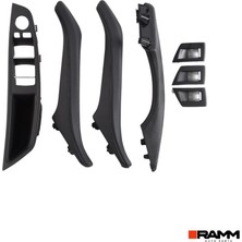 Ramm Bmw 5 Serisi F10 2010-2016 Kapı Kolu Kaplaması + Cam Açma Düğmesi Seti - Siyah