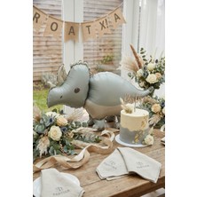 Partixa Gri Mat Triceratops Retro Dinozor Folyo Balon
