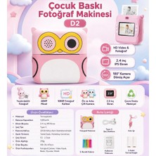 Yms Çocuk Kamerası Dijital Hd Video Kayıt ve Fotoğraf Termal Resim Kağıt Baskılı Yazıcı