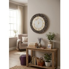 Af Epoxyart 35 cm - Lüks Taşlı Epoksi Duvar Saati - Mermer Desenli Modern , Gold Roma Rakamlı, Modern Salon Dekoru Dekoratif Tasarım