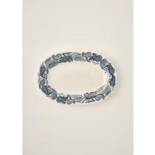 Bella Maison Paisley Porselen Sunum Tabağı Mavi 25 Cm Zarif Desenli Oval Şekil