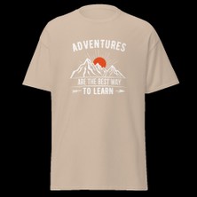 Adventures Are The Best Way To Learn Baskılı Kamp Doğa Unisex Pamuklu Tişört