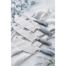Castle Silver Gray Serisi 4 Lü Mutfak Bıçağı Et Ekmek Sebze Mutfak Şef Bıçak Seti MFT-784