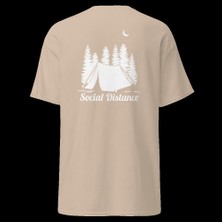 Social Distance Kamp Çadır Orman Doğa Sessizlik Baskılı Unisex Pamuklu Tişört