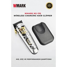 Wmark NG-130 Set Silver Şarjlı Saç Kesme Makinesi | Manyetik Kablosuz Şarj Istasyonu- 240 Dakika Kullanım