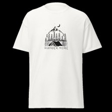Wander More Gezgin Dağ Kamp Çadır Doğa Baskılı Unisex Pamuklu Tişört