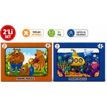 Utku Oyuncak 🧩 2’li Frame Puzzle Seti – Ayı Ailesi ve Denizaltı Macerası