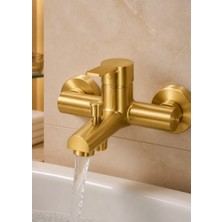 İsaoğlu Yapı Mat Gold Banyo Bataryası Pirinç Malzeme Fırçalanmış Mat Altın Banyo Duş Armatürü
