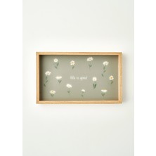 Bella Maison Daisy Dekoratif Cam Tepsi Yeşil (22X37 Cm)