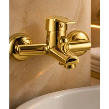 İsaoğlu Yapı Parlak Gold Banyo Bataryası Pirinç Malzeme Gold Altın Banyo Duş Armatürü