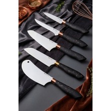 Castle Black Copper Serisi 5 Li Mutfak Bıçağı Et Ekmek Sebze Mutfak Şef Bıçak Seti MFT-568