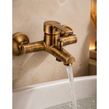 İsaoğlu Yapı Antik Gold Banyo Bataryası Pirinç Malzeme Eskitme Gold Banyo Duş Armatürü