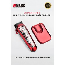 Wmark NG-130 Set Kırmızı Şarjlı Saç Kesme Makinesi | Manyetik Kablosuz Şarj Istasyonu- 240 Dakika Kullanım