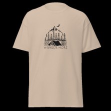 Wander More Gezgin Dağ Kamp Çadır Doğa Baskılı Unisex Pamuklu Tişört